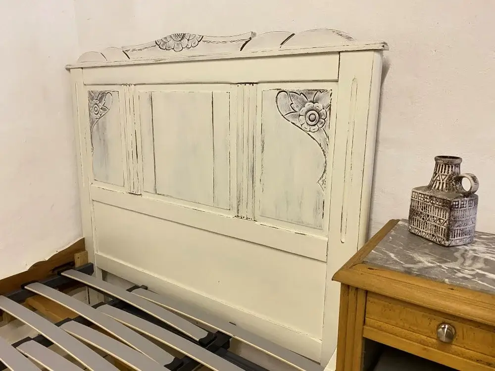 Art Deco French Painted Bed Small Double (Short 6ft) W/ Slatted Base