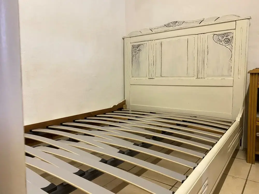 Art Deco French Painted Bed Small Double (Short 6ft) W/ Slatted Base