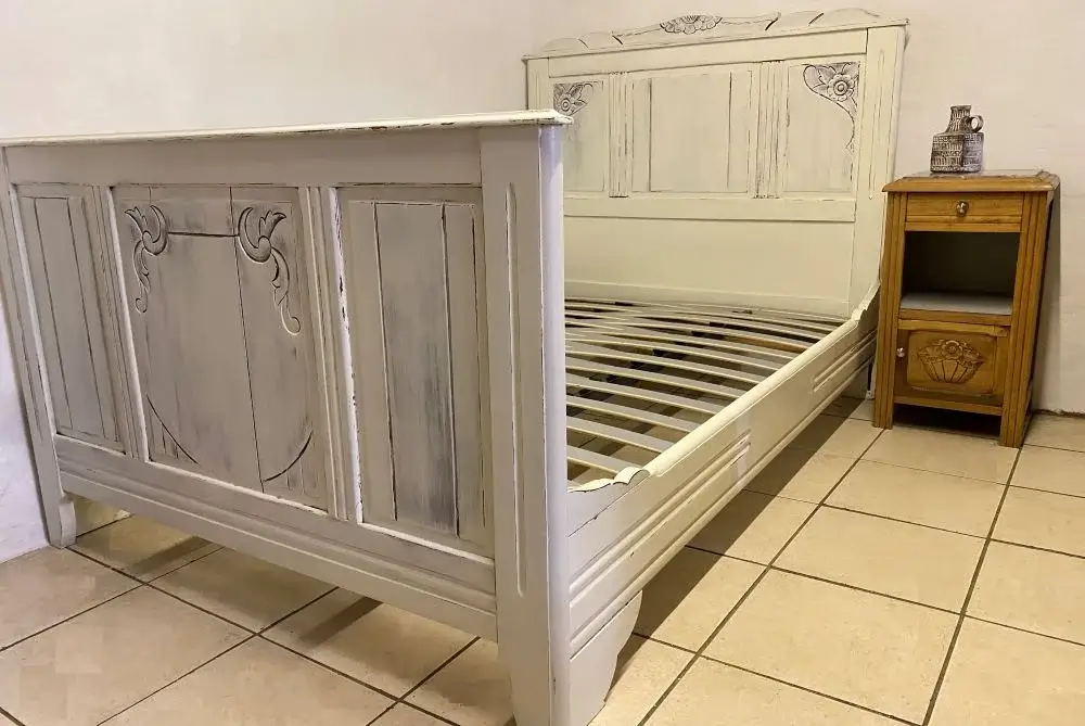 Art Deco French Painted Bed Small Double (Short 6ft) W/ Slatted Base