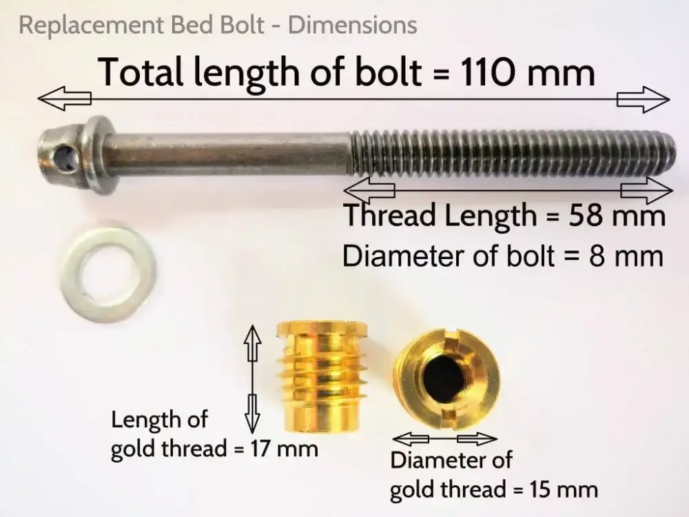 Replacement Bed Bolt Dimensions