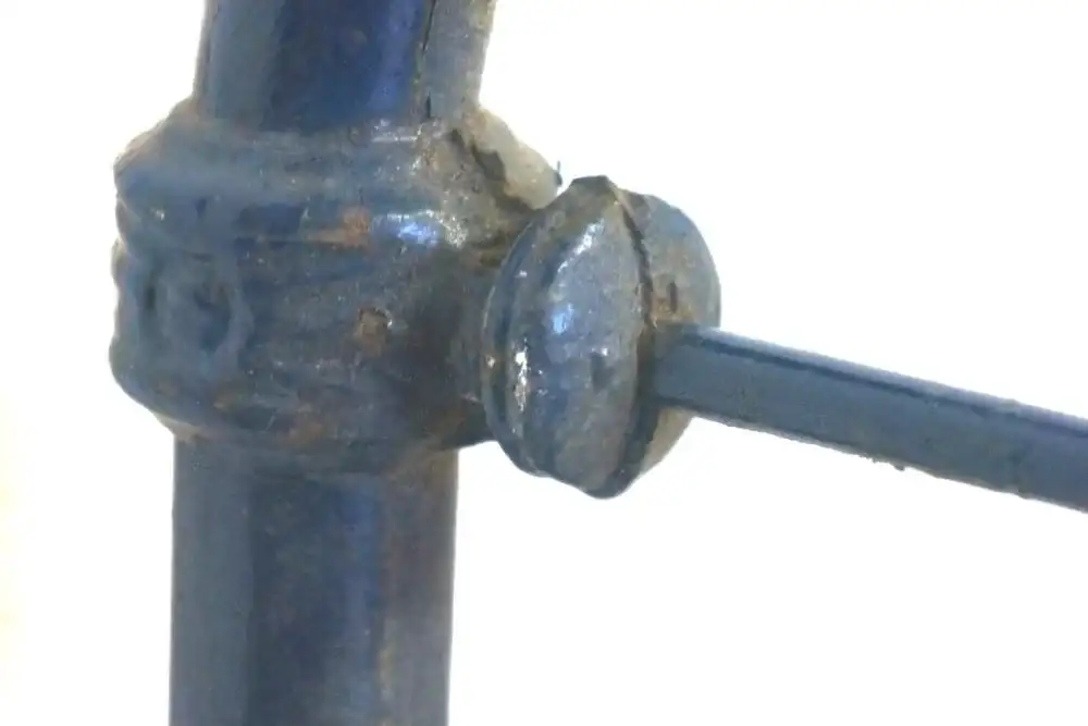 1930s French Blue Iron Bed Single W Slatted Base