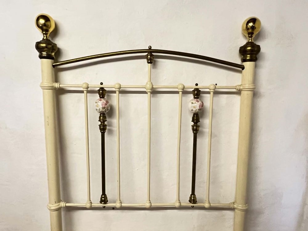 Antique British Bed With 3 Inch Brass Spindles