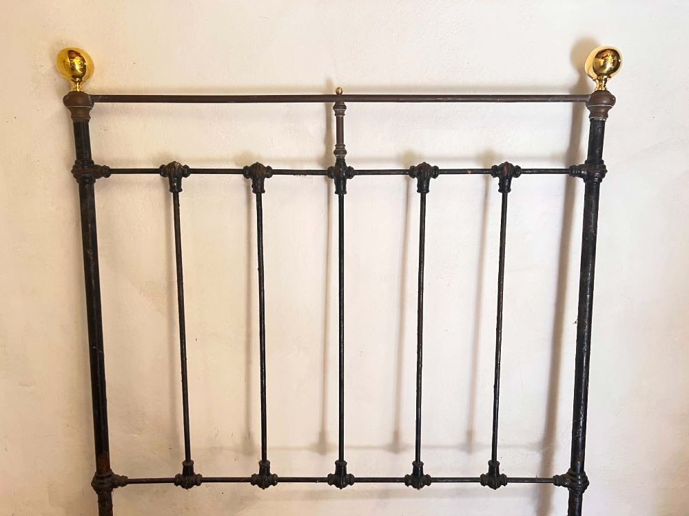 Antique French Bed With 2.5 Inch Brass Spindles