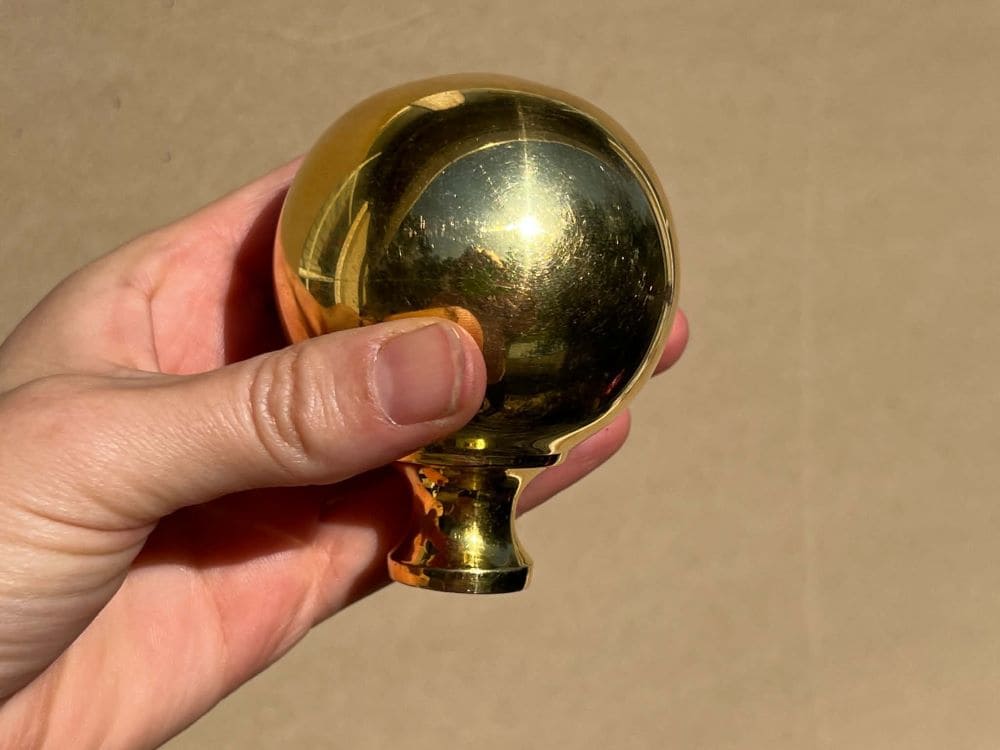 Brass Bedknob Finial Diameter 2.5 Inches