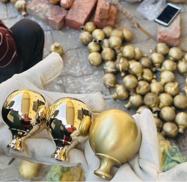 Handcrafted brass bedknobs for antique beds