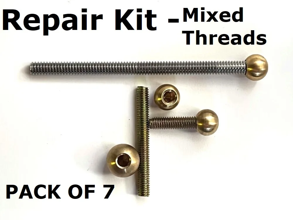 Repair Kit Brass Ball Finials & Threaded Rod For Antique & Modern Beds